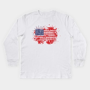 Distressed USA Flag Patriotic 4th Of July Celebration Kids Long Sleeve T-Shirt